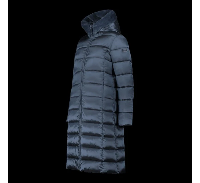 Dámská zimní bunda s kapucí CMP zateplený kabát dlouhý tmavě modrý (34K0046F/L635)