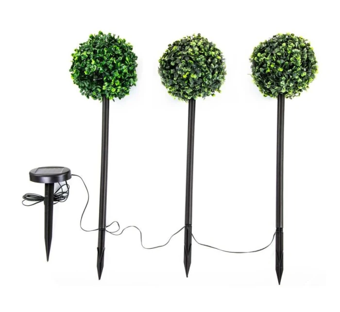 SADA SOLÁRNÍCH SVĚTEL 3 BOXWOOD KOULE 27 VEDL