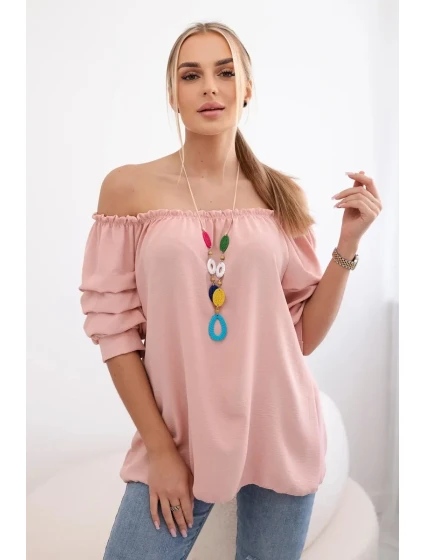 Španělská halenka s ozdobnými rukávy pudrově růžová Španělská halenka s ozdobnými rukávy pudrově růžová