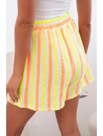 Dámské bavlněné šortky pruhované žlutý neon