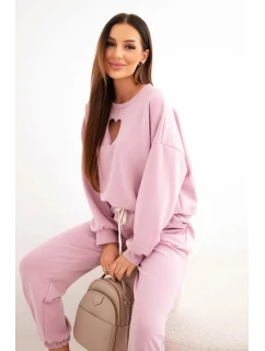 Dámský komplet srdíčkový výřez tmavě růžový