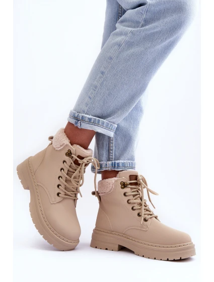 Dámské kožené trapery světle béžové model 21631395 - Boto Dámské kožené trapery světle béžové model 21631395 - Boto