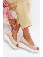 Dámské Sandály Na Klínu Z Eko Semiše Světle Béžové Velira
