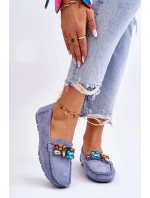 Dámské semišové mokasíny s krystaly Modre Lucille Dámské semišové mokasíny s krystaly Modre Lucille