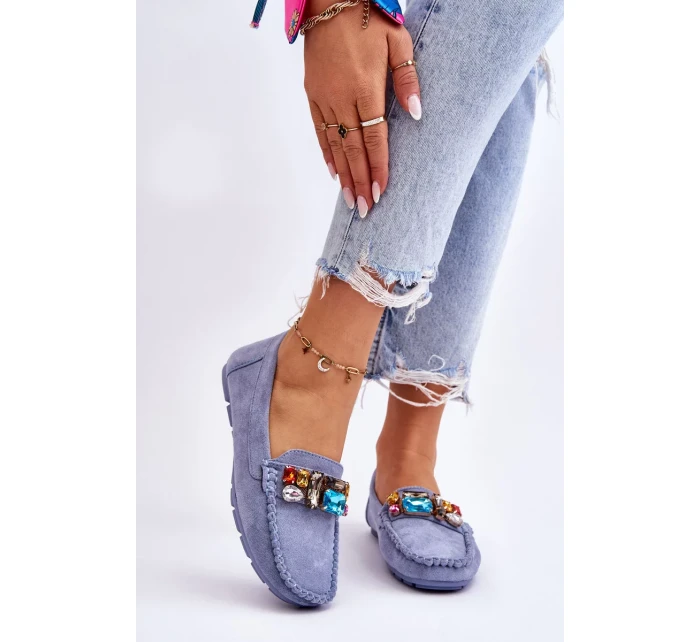 Dámské semišové mokasíny s krystaly Modre Lucille Dámské semišové mokasíny s krystaly Modre Lucille