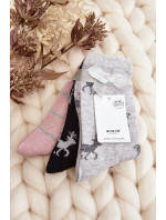 Dámské vánoční ponožky 3-balení šedé a černé