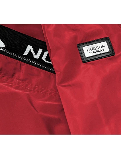 Tenká červená dámská bunda s ozdobnou lemovkou model 18038040 - S'WEST