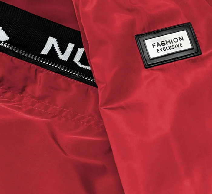 Tenká červená dámská bunda s ozdobnou lemovkou model 18038040 - S'WEST Tenká červená dámská bunda s ozdobnou lemovkou model 18038040 - S'WEST