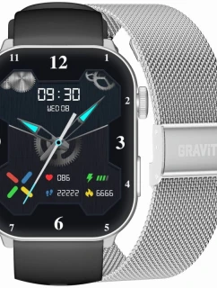 Dámské chytré hodinky  řemínek + náramek Black Silver model 21807181 - Gravity