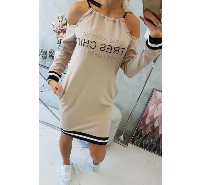 Béžové šaty Tres Chic Béžové šaty Tres Chic