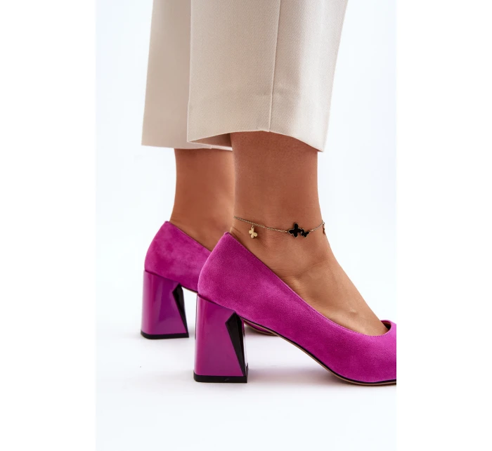 Sametové lodičky na podpatku model 21649297 - VINCEZA