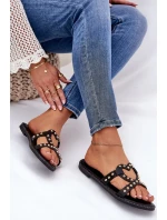 Zdobené Ploché Dámské Sandály Černé Adivrae Zdobené Ploché Dámské Sandály Černé Adivrae