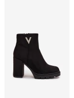 Dámské zimní boty na podpatku s ozdobným detailem černé Briella Dámské zimní boty na podpatku s ozdobným detailem černé Briella