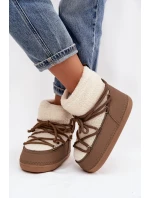 Dámské sněhule s podšívkou na zavazování tmavě béžové model 21757747 - Boto