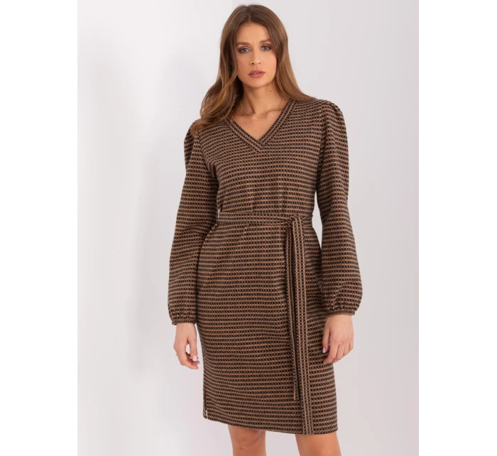 Sukienka LK SK model 21757226 camelowy - FPrice Sukienka LK SK model 21757226 camelowy - FPrice