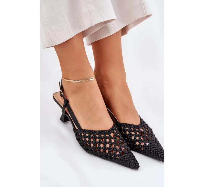 Lodičky se špičatou špičkou a otevřenou patou Umirana – černé
