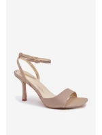 Dámské sandály na jehlovém podpatku s brokatem - zlaté Brisora Dámské sandály na jehlovém podpatku s brokatem - zlaté Brisora