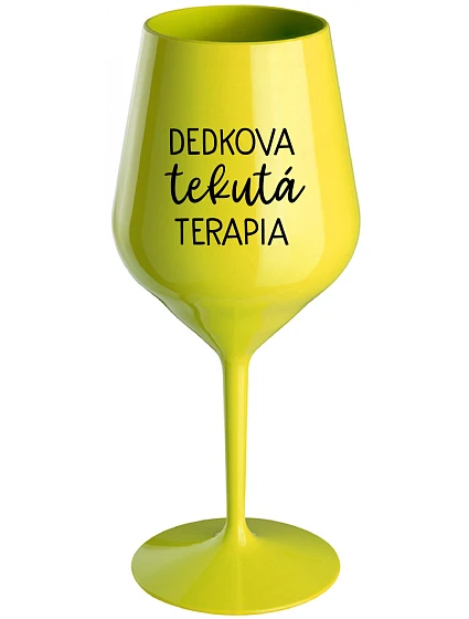 DEDKOVA TEKUTÁ TERAPIA - žltý nerozbitný pohár na víno 470 ml DEDKOVA TEKUTÁ TERAPIA - žltý nerozbitný pohár na víno 470 ml