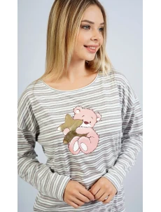 Dámské pyžamo dlouhé Méďa s hvězdou