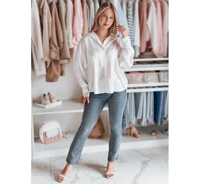 Dámská košile oversize SATINIA bílá FashionStreet DY0449 Dámská košile oversize SATINIA bílá FashionStreet DY0449