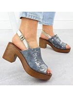 Dámské sandály na jehlovém podpatku denim gold M.Daszynski model 22051579 - M. Daszyński