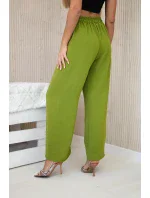 Kalhoty se širokými nohavicemi oliva