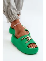 Dámské lehké pěnové žabky s ozdobami zelené model 21665943 - Boto Dámské lehké pěnové žabky s ozdobami zelené model 21665943 - Boto