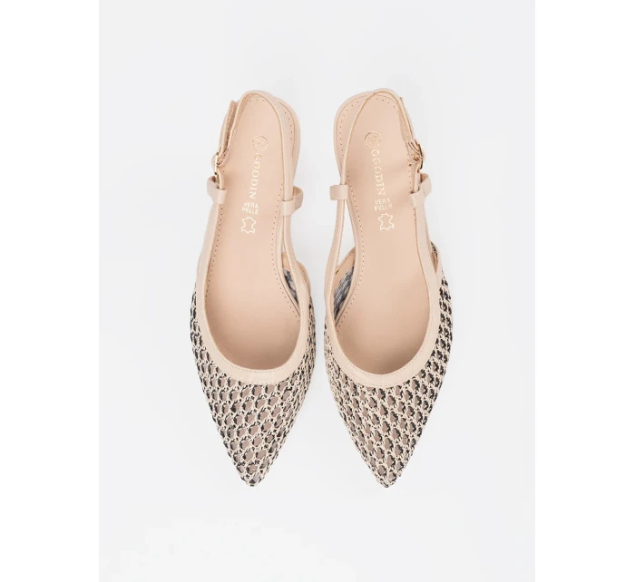 Výborné dámské lodičky Jasnobeżowy na širokém podpatku Výborné dámské lodičky Jasnobeżowy na širokém podpatku