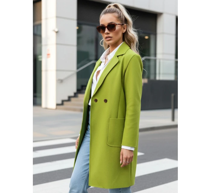 Dámský oversize kabát dlouhý limetkově zelený Dstreet model 21981926 - FashionStreet