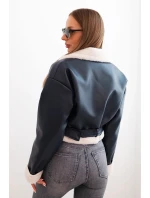 Dámská model 21239097 z ekokůže s podšívkou a páskem modrá - K-Fashion