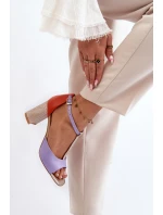 Kožené sandály na podpatku Laura Messi 2759 fialové