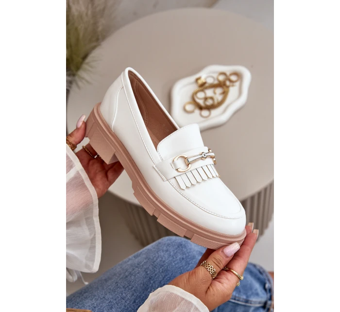 Dámské Mokasíny S Dekorací Eko Kůže Bílé model 21670531 - Boto Dámské Mokasíny S Dekorací Eko Kůže Bílé model 21670531 - Boto