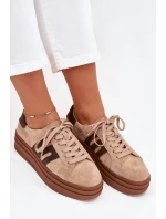 Dámské sneakersy na platformě z přírodní semiše béžové Eldira Dámské sneakersy na platformě z přírodní semiše béžové Eldira