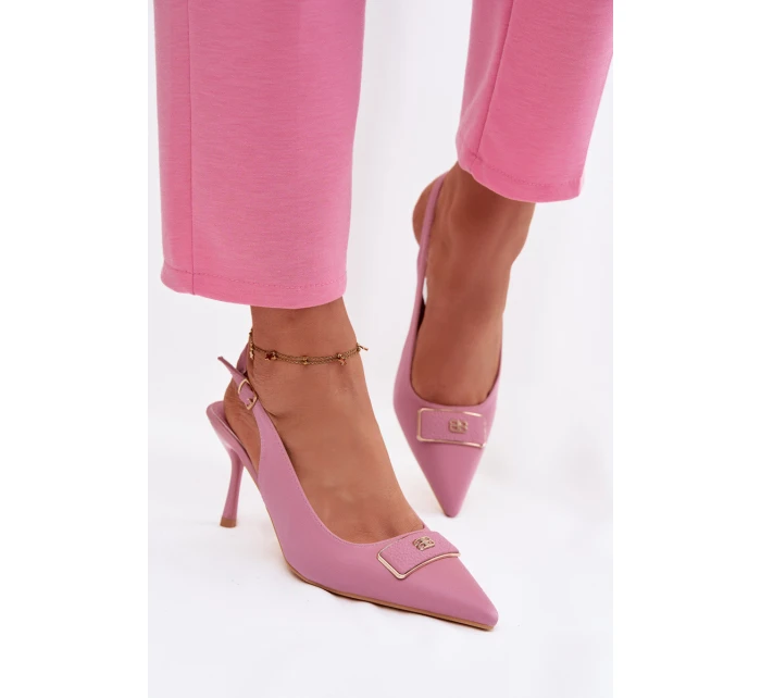 Sandály Podpatky Dámské S Ozdobným Detalem Růžové model 21937397 - Boto