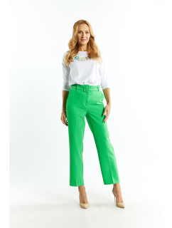 Monnari Elegantní kalhoty Dámské kalhoty s páskem Zelená