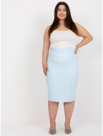 Světle modrá společenská sukně větší velikosti