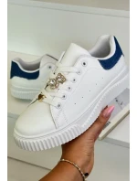 Nízké tenisky z eko kůže s odznaky bílo-modré Cillione Nízké tenisky z eko kůže s odznaky bílo-modré Cillione