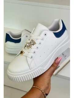 Nízké tenisky z eko kůže s odznaky bílo-modré Cillione