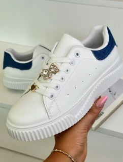 Nízké tenisky z eko kůže s odznaky bílo-modré Cillione