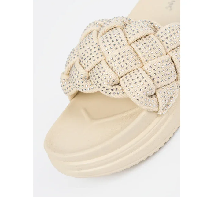 Trendy dámské Jasnobeżowy  nazouváky platforma