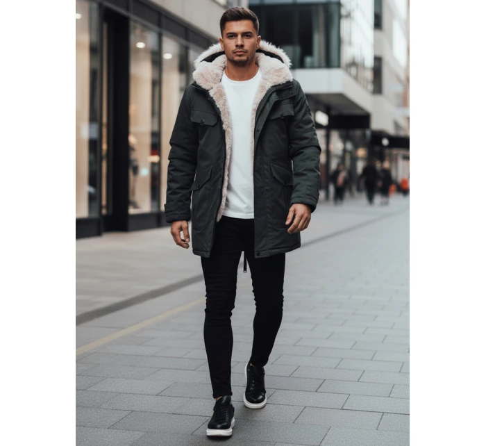 Pánská zimní bunda parka s kapucí zelená FashionStreet TX4961z Pánská zimní bunda parka s kapucí zelená FashionStreet TX4961z