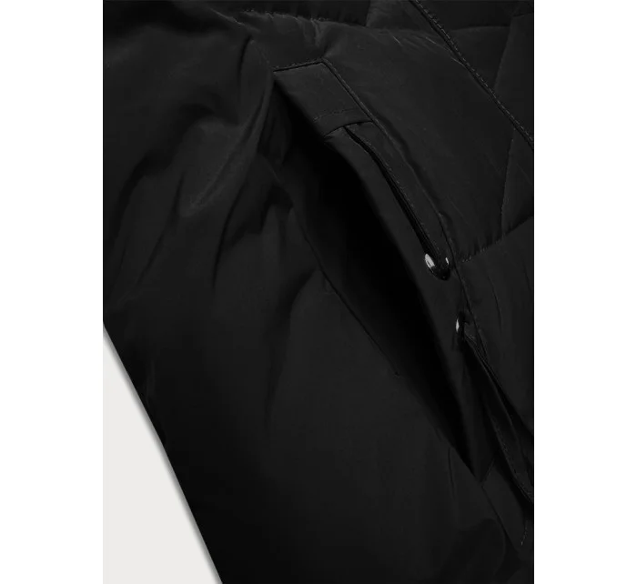 Černá dámská zimní bunda se stahovacími lemy LHD (LHD-24580)