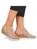 Pohodlné sandály na podpatku W rose gold model 19730112 - Rieker Pohodlné sandály na podpatku W rose gold model 19730112 - Rieker