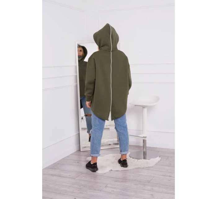 Zateplená mikina se zipem na zádech v barvě khaki Zateplená mikina se zipem na zádech v barvě khaki