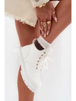 Dámské Zateplené Kozačky Na Zip Bílé Tharika