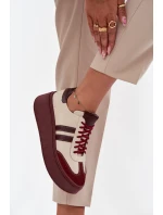 Kožené dámské tenisky na platformě Zazoo 3775 béžovo-bordó