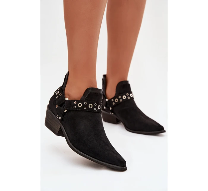 Dámské kotníkové boty s výřezy a pásky Černé model 21919559 - Boto Dámské kotníkové boty s výřezy a pásky Černé model 21919559 - Boto