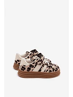 Dívčí tenisky s leopardím vzorem na suchý zip Béžové Satinia Dívčí tenisky s leopardím vzorem na suchý zip Béžové Satinia