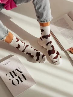 Dámské ponožky s cákanci – hnědé