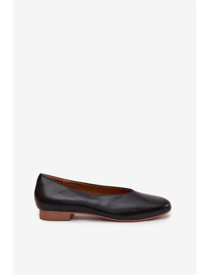 Dámské eko kožené baleríny na plochém podpatku Olyssia – černé Dámské eko kožené baleríny na plochém podpatku Olyssia – černé